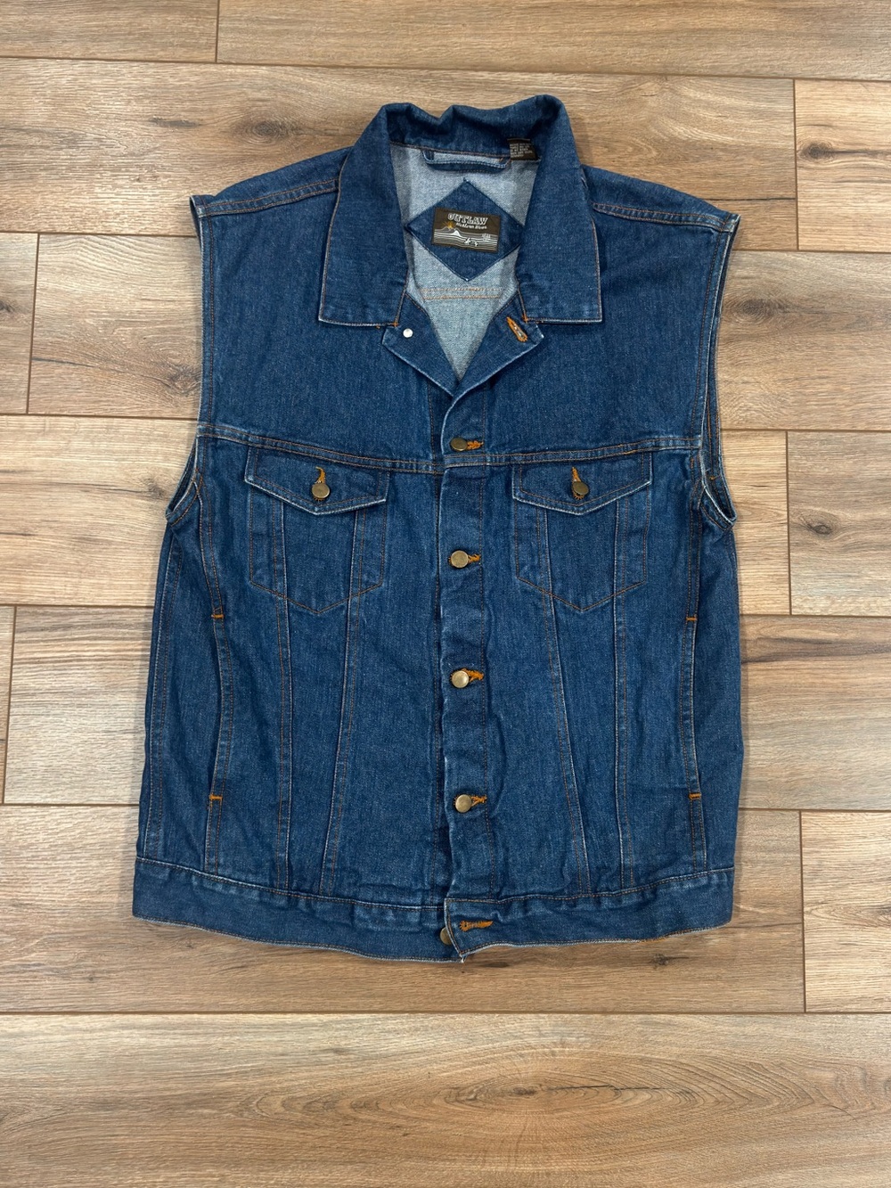 OUTLAW Vintage Casual Western Button-up Denim Vest | Size Large